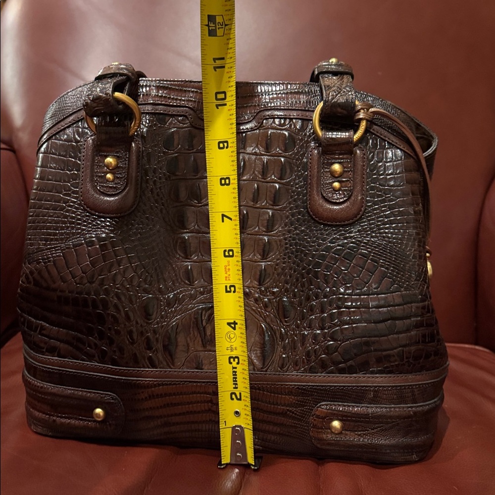 Brahmin Rich Brown Crocodile-Embossed Shoulder Bag - Picture 9 of 10